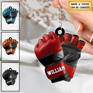 Personalized Mma Glove Christmas Acrylic Keychain, Gift For Mma Lover