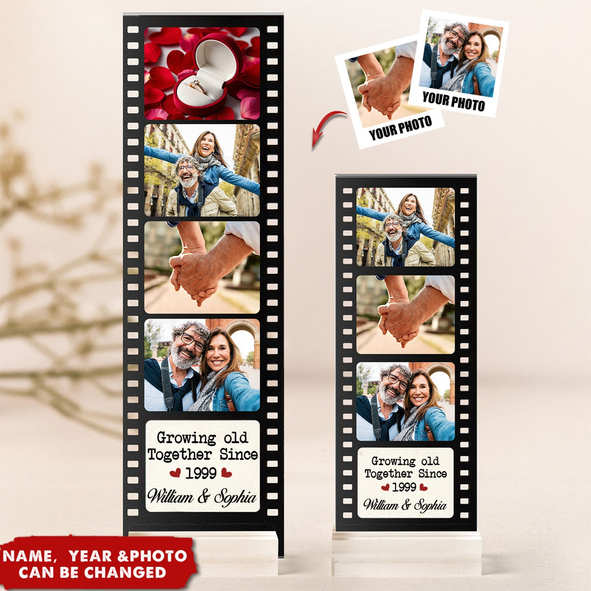 Growing Old Together Since - Custom Acrylic Photo Film Strip