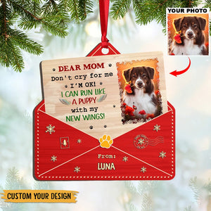 Personalized Photo Pet Memorial Wood Ornament - Don't Cry For Me - Pet Lover Gift