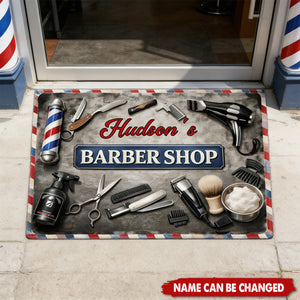 Barber Shop, Personalized Doormat, Gift For Barbers and Shop Owners