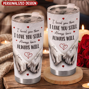 Romantic Couple Holding Hands - Personalized Stainless Steel Tumbler, Anniversary Gift For Couple