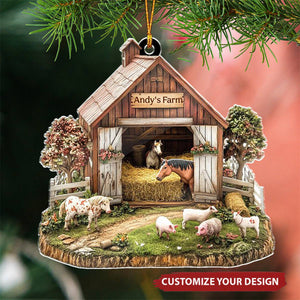 Country Charm Life At The Cozy Barn Personalized Christmas Ornament