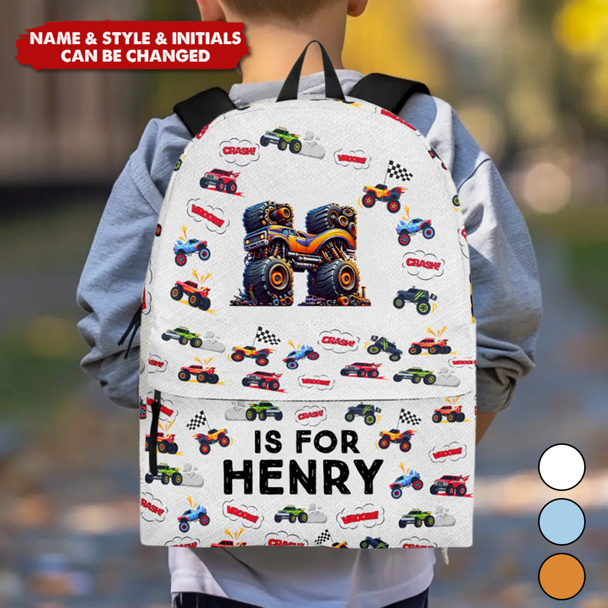 Monster Truck Astronaut Alphabet Gift For Kids - Personalized Kid Backpack