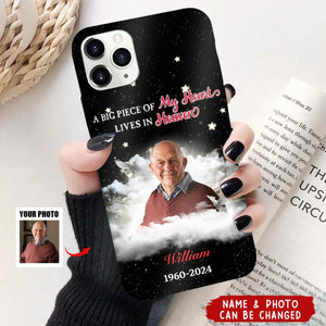 Upload Photo Memorial A Big Piece Of My Heart Lives In Heaven Personalized Phonecase