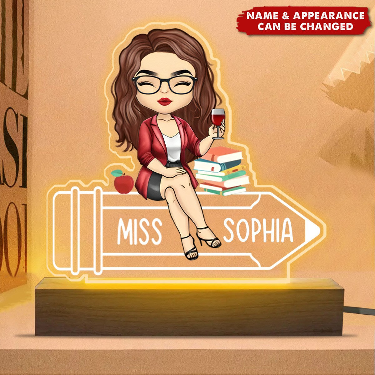 Teaching Fills My Heart - Teacher Personalized Custom Shaped 3D LED Light - Gift For Teacher