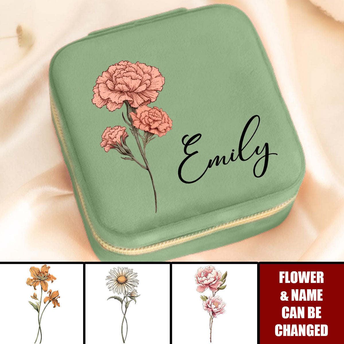 Woman Birth Month Flower Personalized Jewelry Box, Birthday Gift, Mother's Day Gift For Mom, Grandma