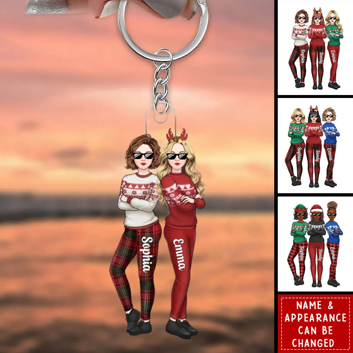 Mother & Daughter Or Besties Forever Linked Together - Family Personalized Custom Keychain - Acrylic Custom Shaped - Christmas Gift For Mom, Daughter, Besties