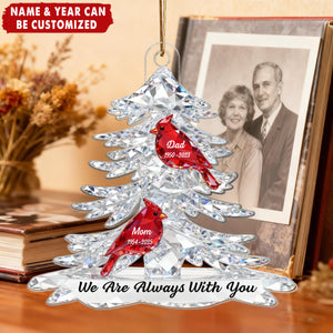 3D Crystal Effect Christmas Cardinals Memorial - Personalized Acrylic Ornament, Sympathy Gift For Whole Family