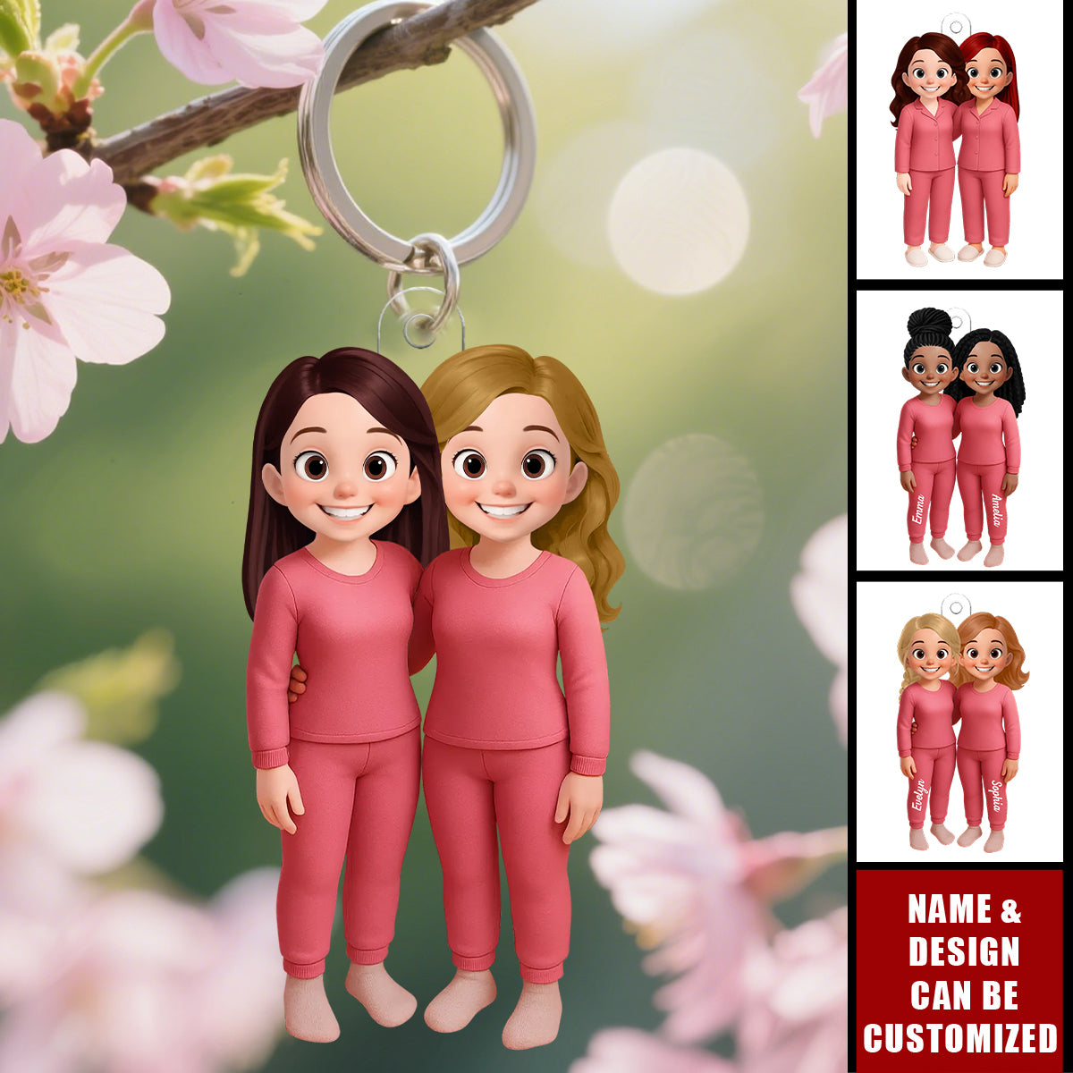 Besties Pink Tone - Personalized Acrylic Keychain