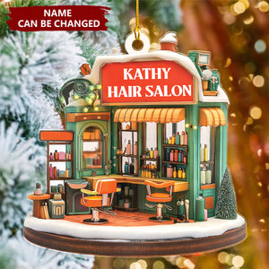 Hair Salon Personalized Christmas Acrylic Ornament - Gift for Hairdresser Hairstylist