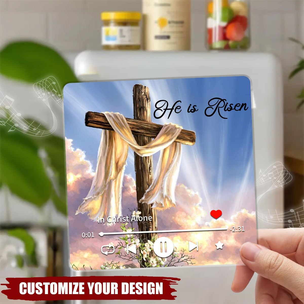 He is Risen - Easter Personalized Music Fridge Magnet