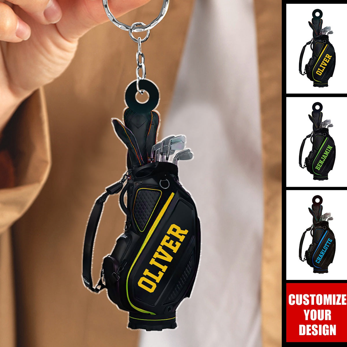 Golf Bag - Personalized Acrylic Keychain, Gifts For Golf Lover