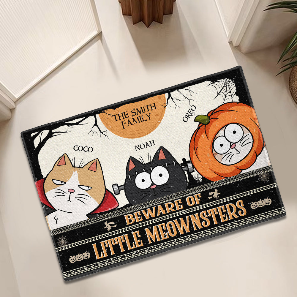 Beware Of Little Meownsters Funny Cat - Personalized Doormat