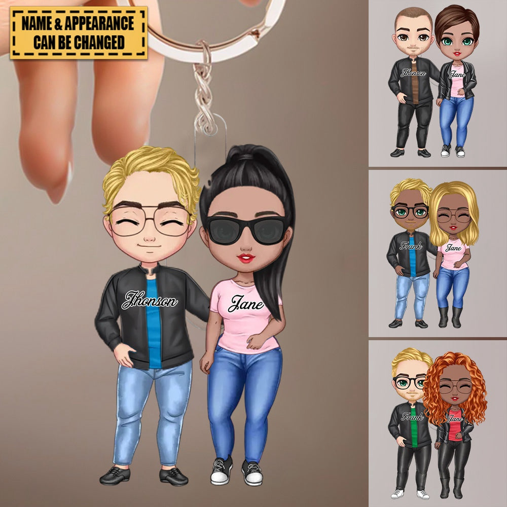 Personalized Cool Doll Couple - Personalized Acrylic Keychain