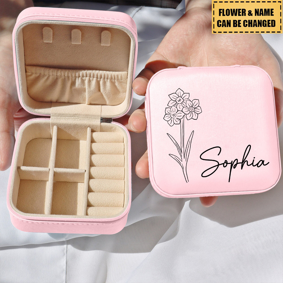 Personalized Travel Jewelry Box, Small Square Earring Organizer, Bridesmaid Gifts Box For Sister, Friend