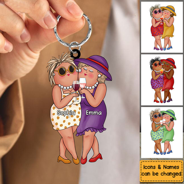 Gift For Friends Besties Sisters Personalized Acrylic Keychain