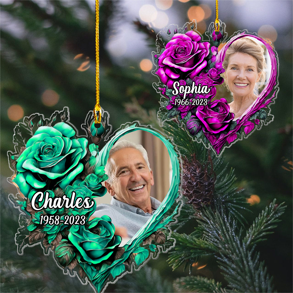 Personalized Colorful Rose Memorial Ornament