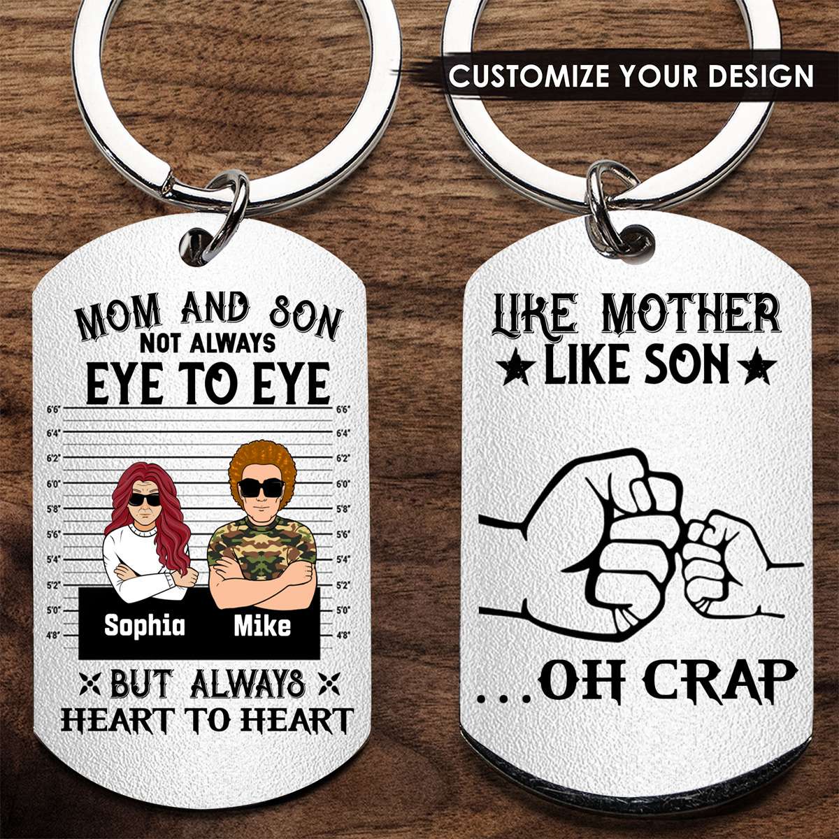 Personalized Dad/Mom And Daughter/Son Stainless Steel Keychain - Gift Idea For Father's Day From Daughter/Son - Like Father Like Daughter Oh Crap