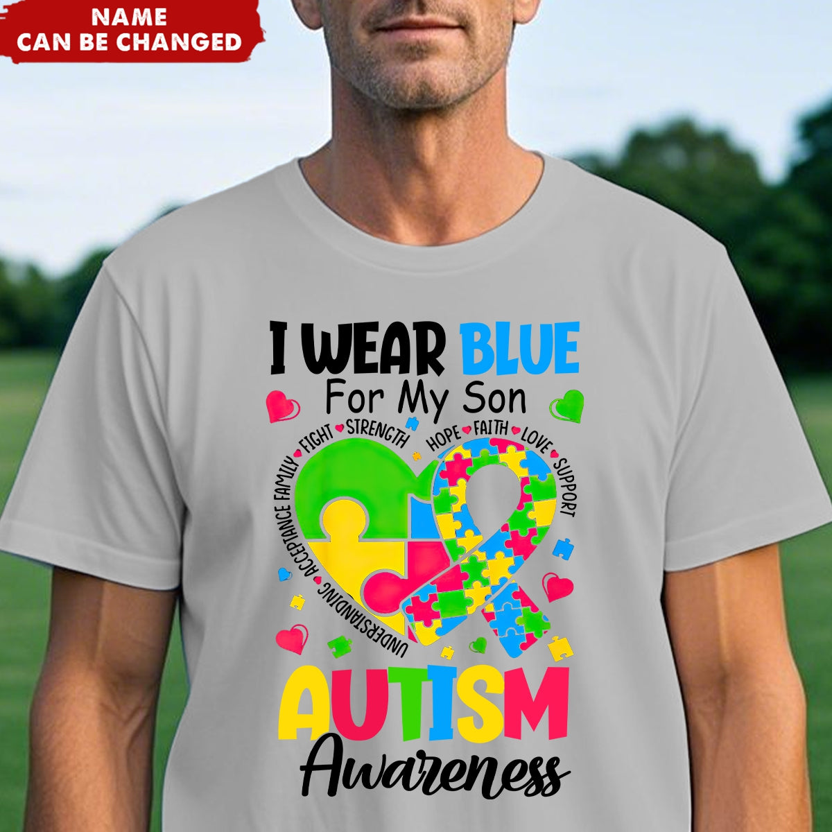 I Wear Blue For My Son/Daughter - Autism Awareness Personalized Name T-Shirt
