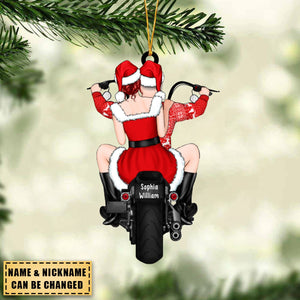 Personalized Acrylic Christmas Ornament, Christmas Motorcycle Couple, Christmas Gift For Motorcycle Lovers