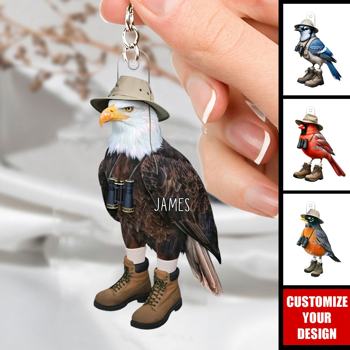 Funny Bird Watcher Personalized Acrylic Keychain, Gift for Bird Lover