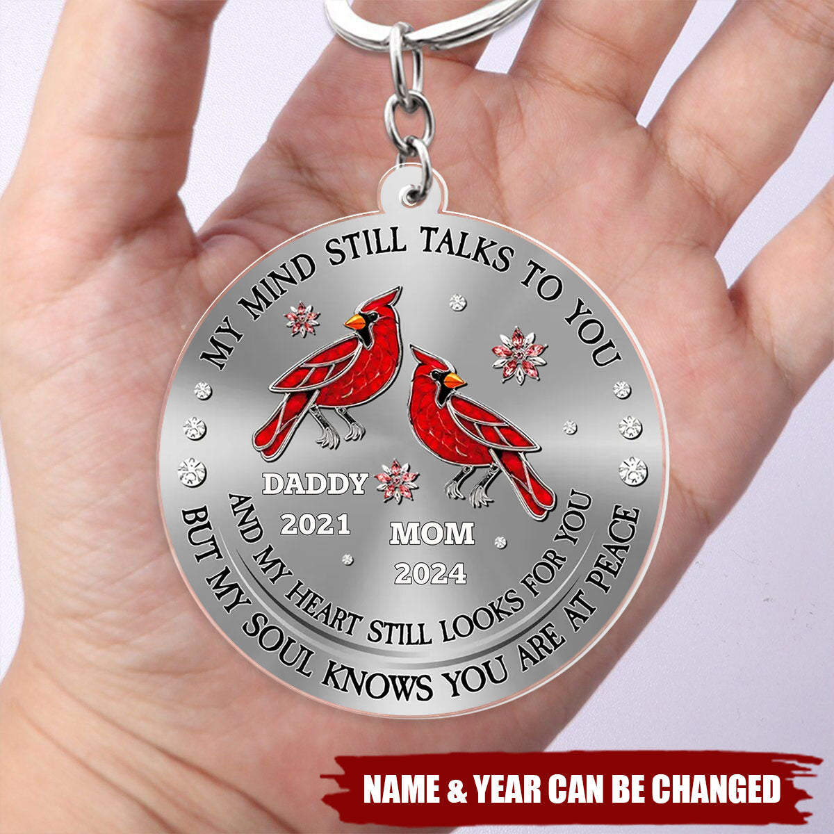 Cardinal Hummingbird My Mind My Heart My Soul - Personalized Custom Acrylic Keychain