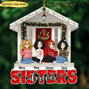 Sisters Forever Friends Red Christmas - Personalized Acrylic Ornament