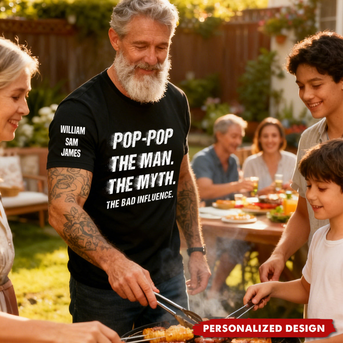 Personalized Shirt - Grandpa The Man The Myth The Bad Influence, Gift Grandpa, Dad, Uncle
