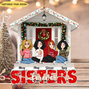 Sisters Forever Friends Red Christmas - Personalized Acrylic Ornament