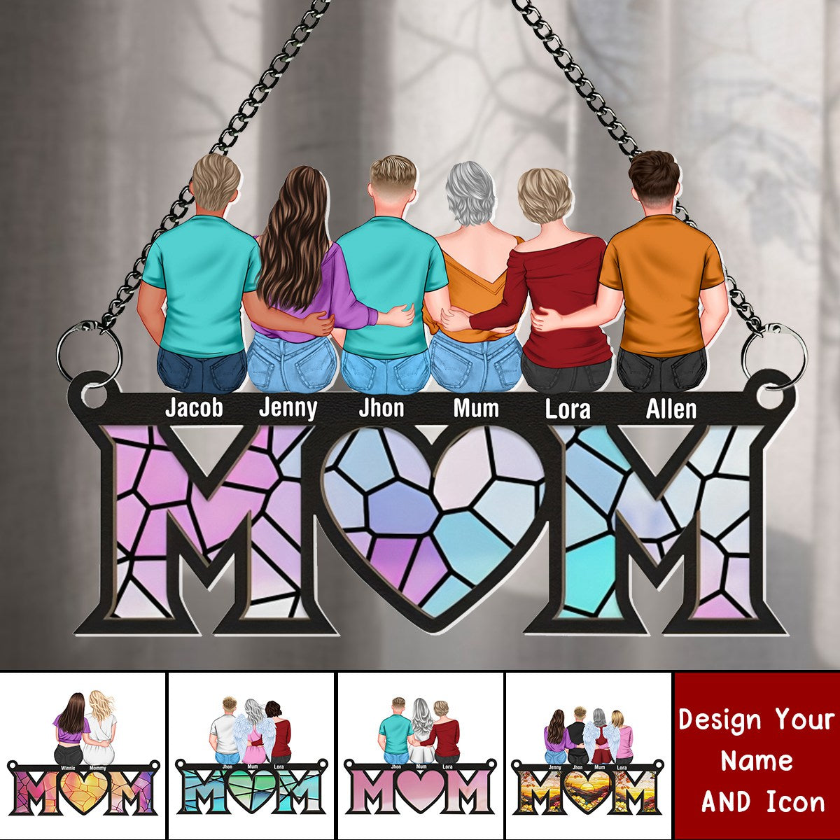 Mom And Us - Personalized Window Hanging Suncatcher Ornament