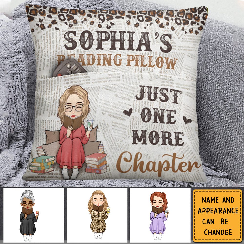 Reading Pillow Just One More Chapter - Personalized Custom Pocket Pillow - Gift For Book Lovers