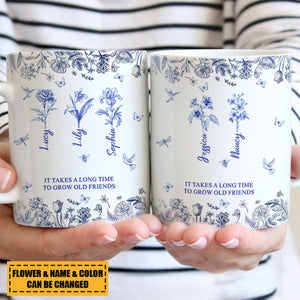 If Besties Were Flowers I'd Pick You - Toile De Jouy Birth Flowers - Personalized Mug
