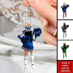 Personalized Cheerleading Pompom Girl Christmas Shaped Keychain
