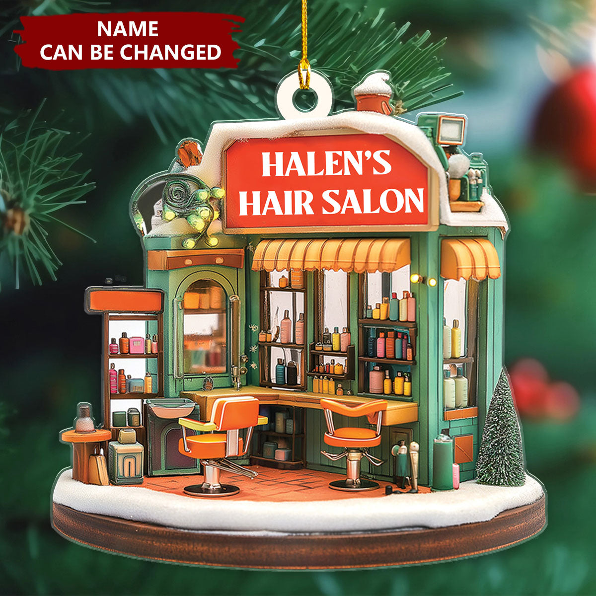 Hair Salon Personalized Christmas Acrylic Ornament - Gift for Hairdresser Hairstylist