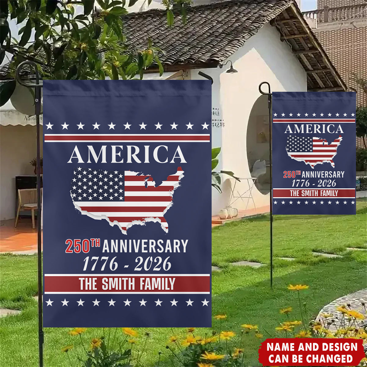 Personalized Family Name America 250th Anniversary Garden Flag