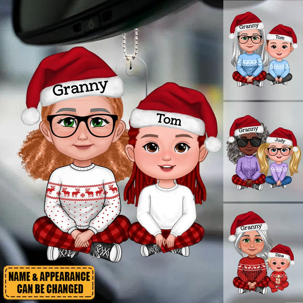 Cute Grandma Granddaughter Grandson Crossed Leg Personalized Acrylic Ornament