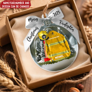 Firefighter Helmet Armor - Personalized Christmas Acrylic Ornament