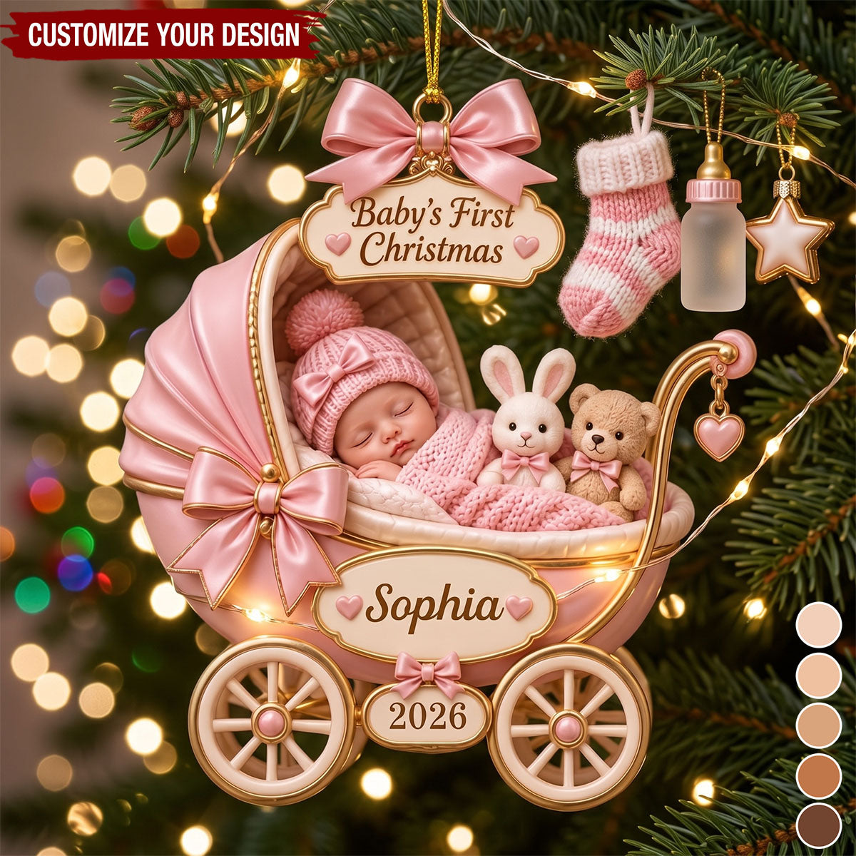 Personalized Commemorating Baby's First Christmas Acrylic Ornament With Name