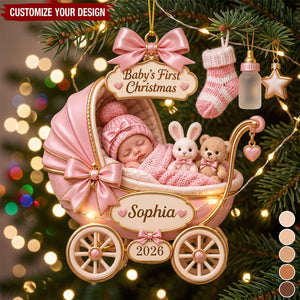 Personalized Commemorating Baby's First Christmas Acrylic Ornament With Name