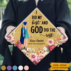 I Did My Best God Did The Rest Personalized Printed Graduation Cap Topper