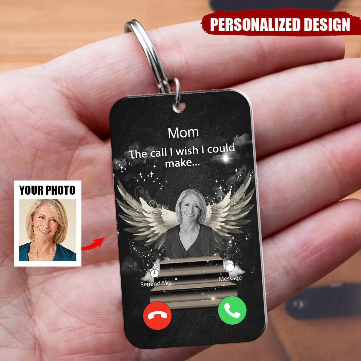 Personalized Memorial Acrylic Keychain - Upload Photo - Memorial Gift For Family Member - The Call I Wish I Could Make