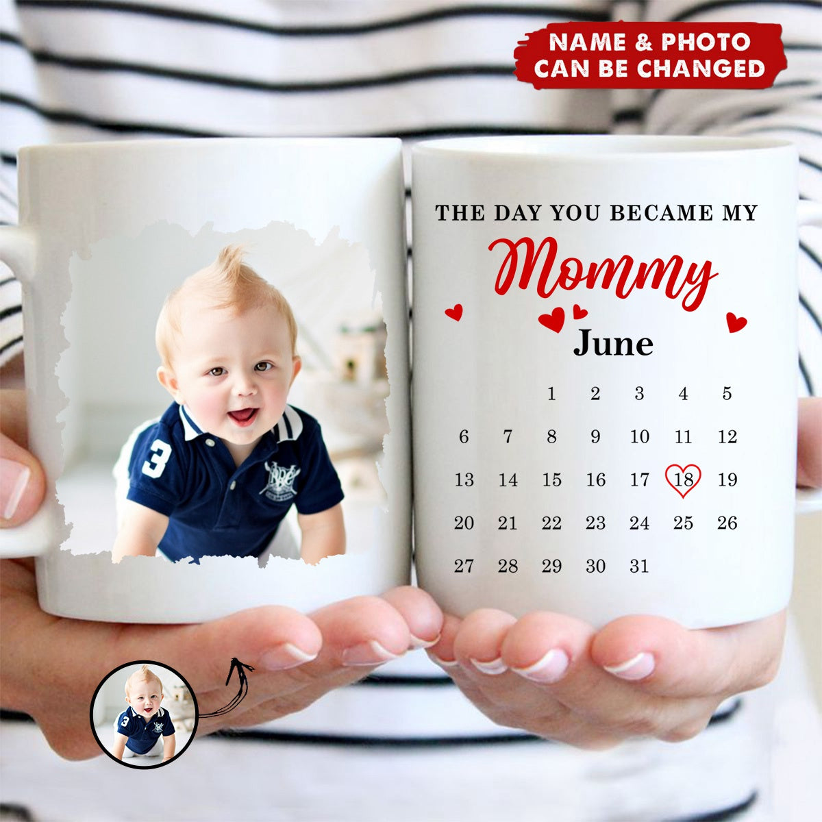 The Day You Became My Mommy Heart-shaped Personalized Mug