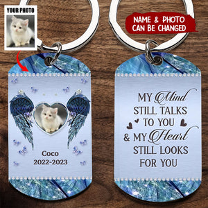 Custom Personalized Memorial Pet Stainless Steel Keychain - Upload Photo - Memorial Gift Idea For Dog/ Cat Owner - Don't Cry For Me Mom I'm Ok