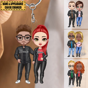 Personalized Cool Doll Couple - Personalized Acrylic Keychain