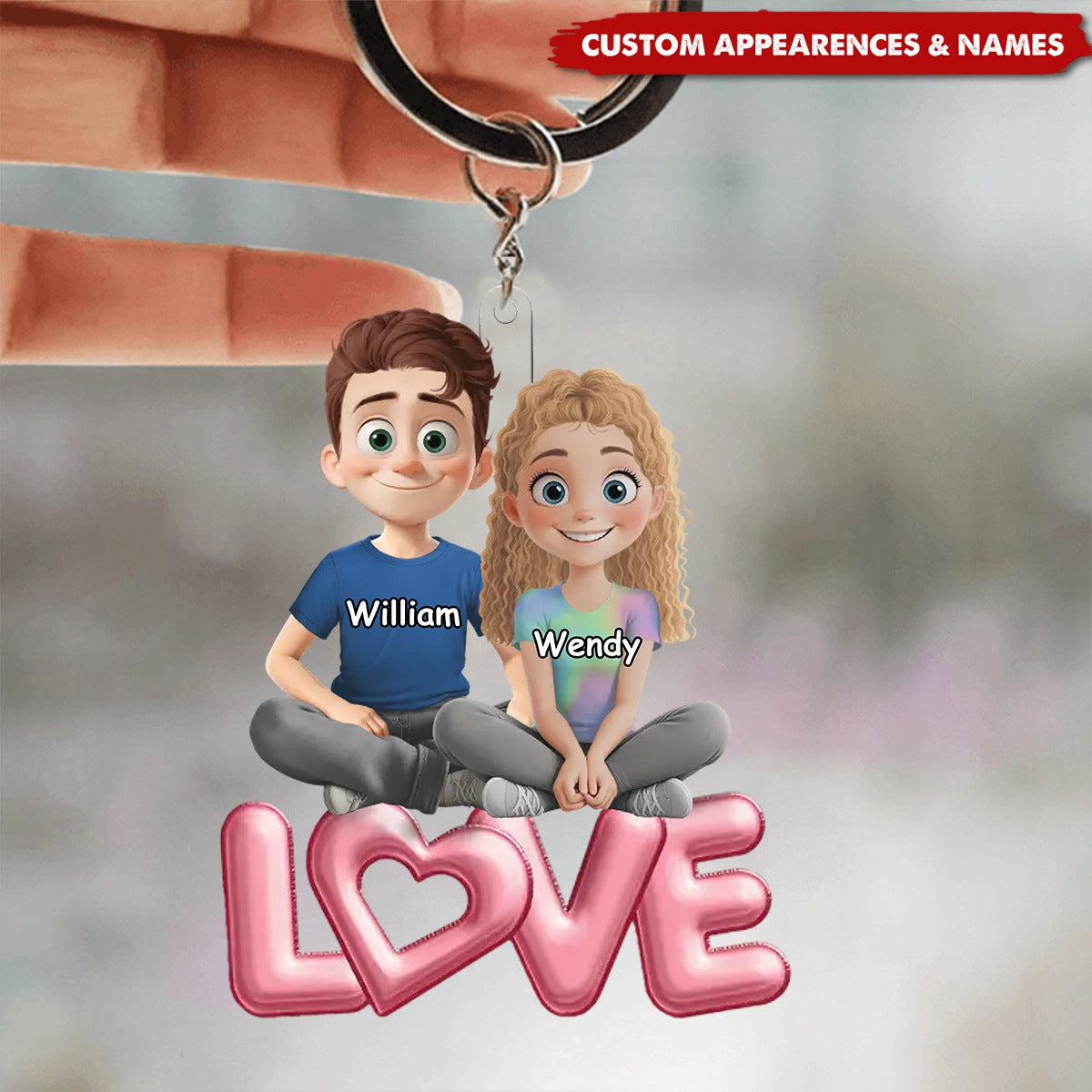 Love Is Sharing Your Popcorn - Couple Personalized Acrylic Keychain - Gift For Husband Wife, Anniversary