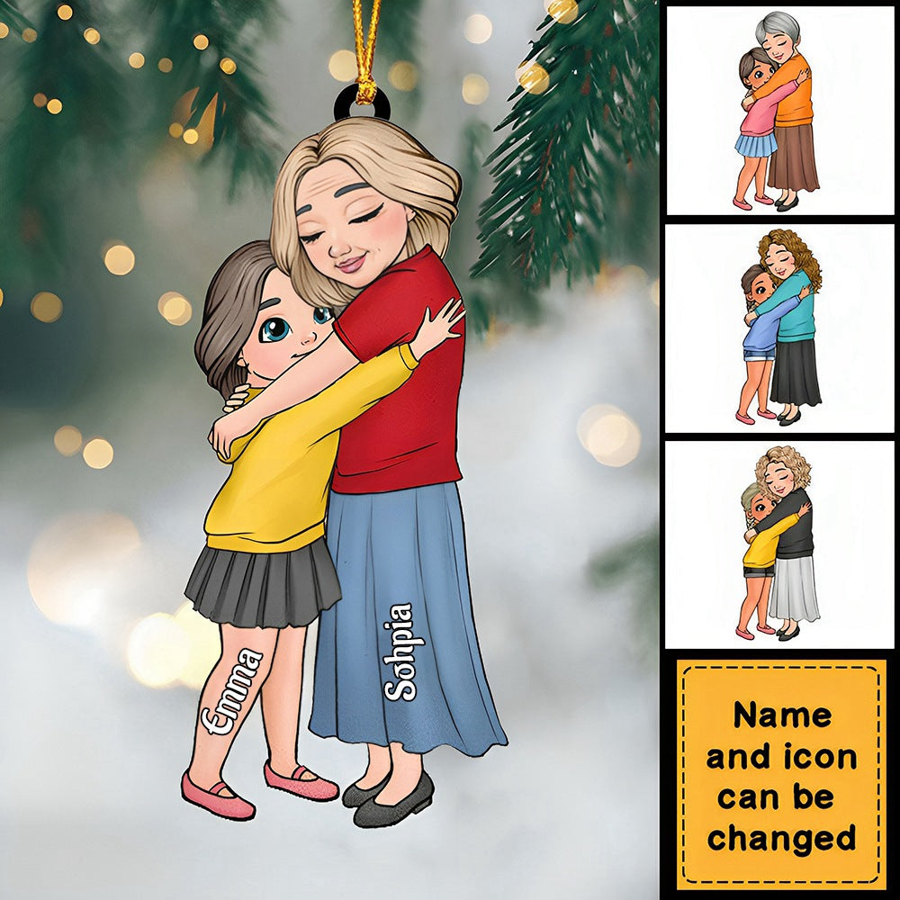 Gift For Grandson Granddaughter Hugging Personalized Christmas Ornament