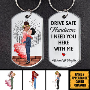 Personalized Couple Portrait, Firefighter, Nurse, Police Officer, Teacher, Gifts by Occupation Stainless Steel Keychain