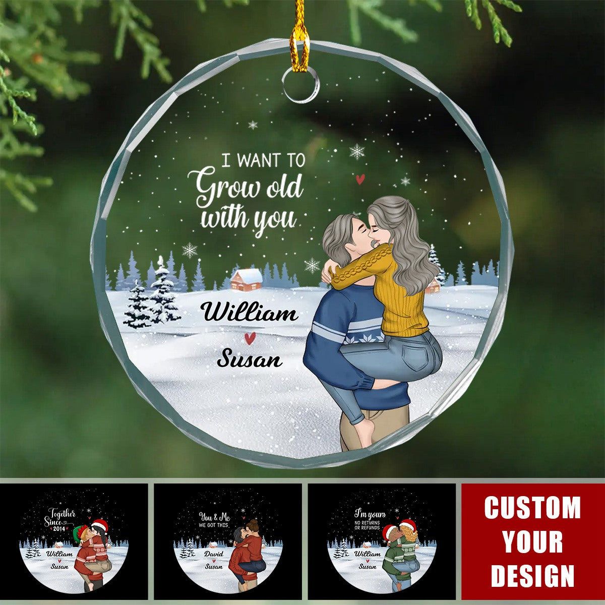 Our First Christmas Together - Personalized Couple Glass Ornament