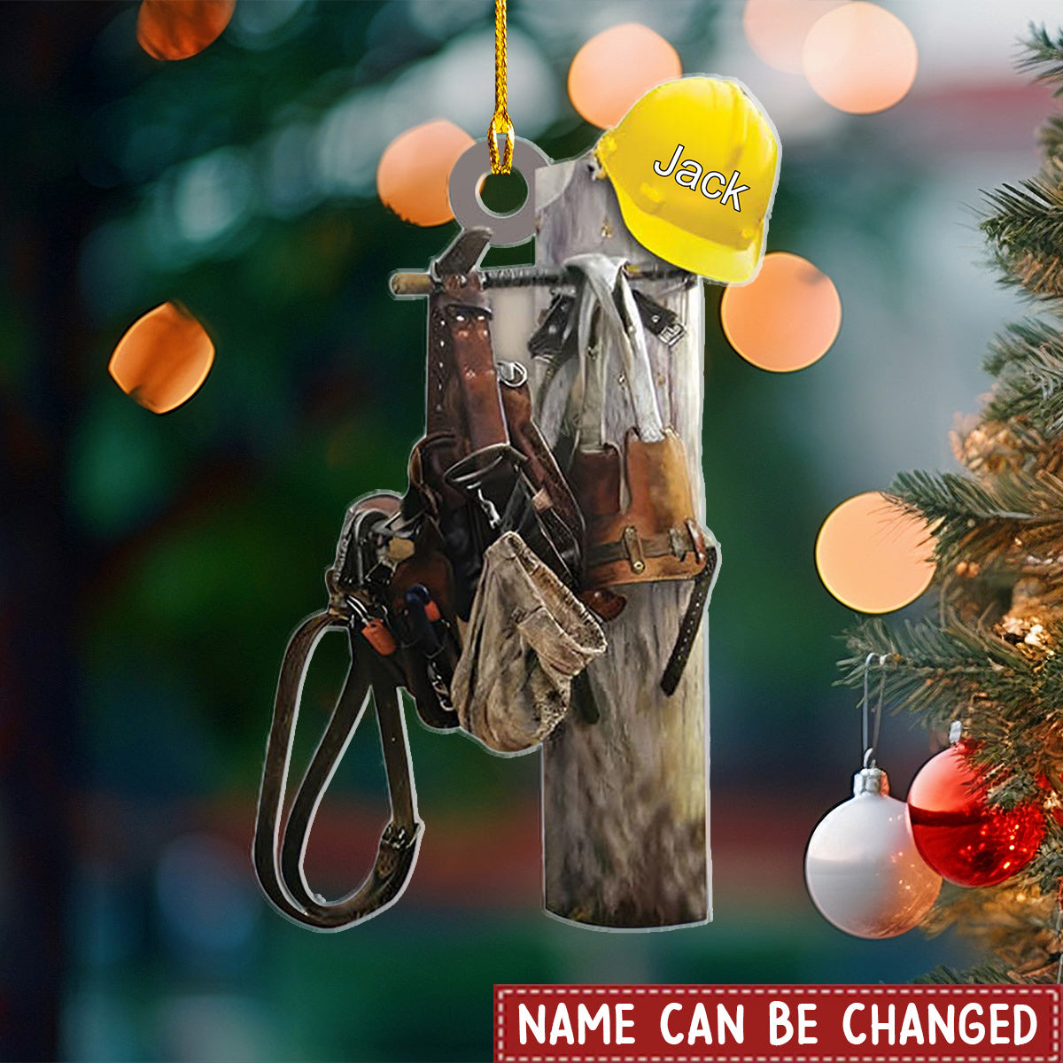 Worker Lineman Tree Hanger Lineman Personalized Christmas Ornament - Gift For Dad, Lineman