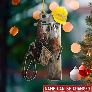 Worker Lineman Tree Hanger Lineman Personalized Christmas Ornament - Gift For Dad, Lineman